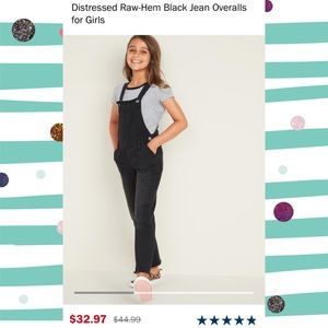 3/$15 Distressed Raw-Hem Black Jean Overalls